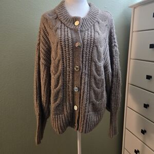 a new day Women's Brown Cable Knit Cardigan